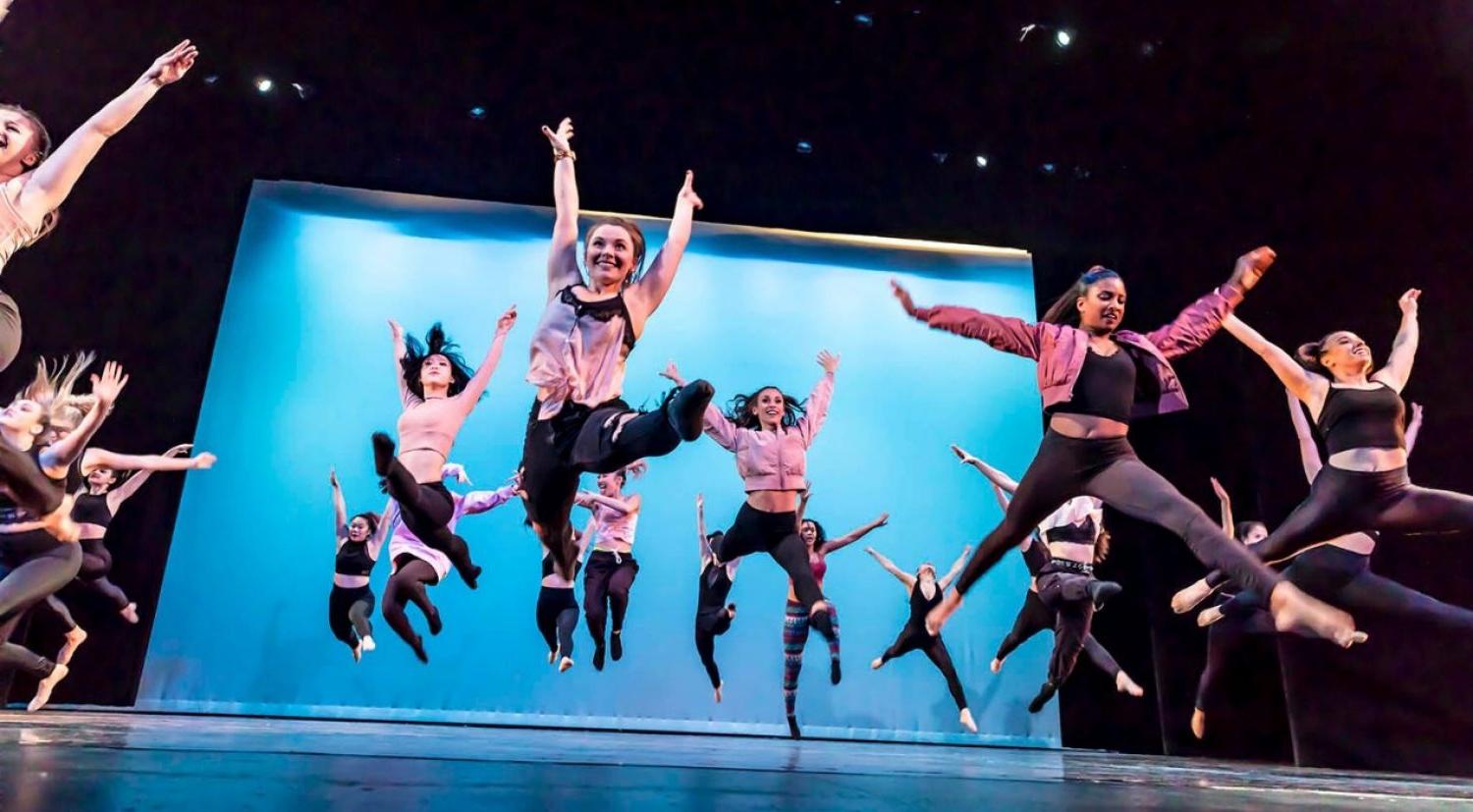 Students dancing on stage